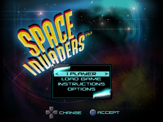 Space Invaders title screen for Playstation